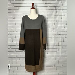 VENUS Gray and Brown Long Sleeve Dress